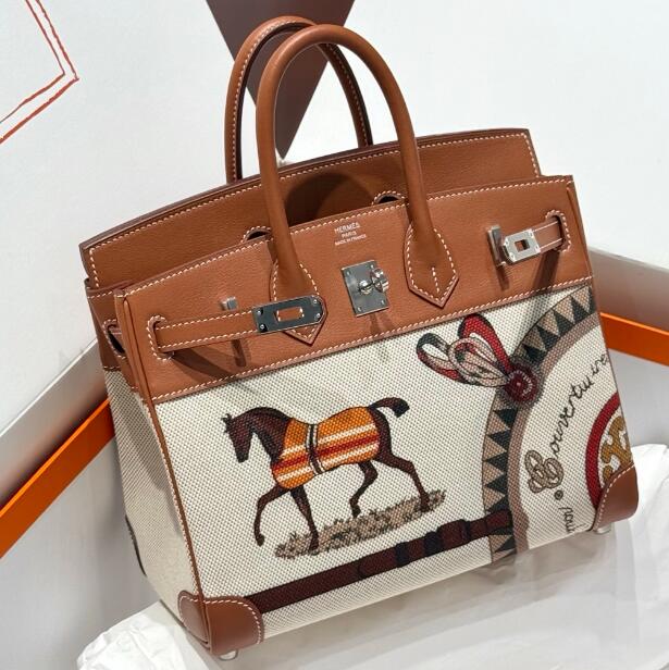 【エルメス HERMES】バーキン25 ゴールド トワルキャドリーユ×スイフト  シルバー金具 (50％手縫い＋50％マシン)